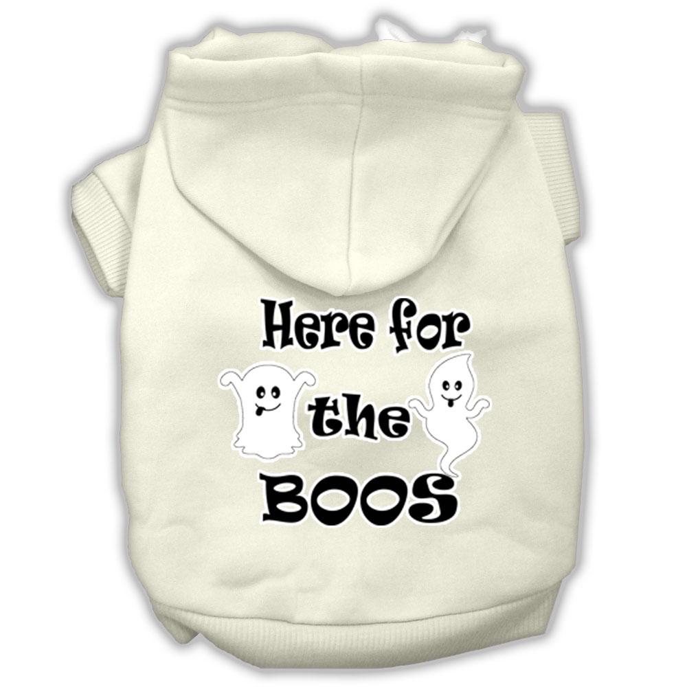 Here For The Boos Screenprint Dog Hoodie Cream Xs (8)