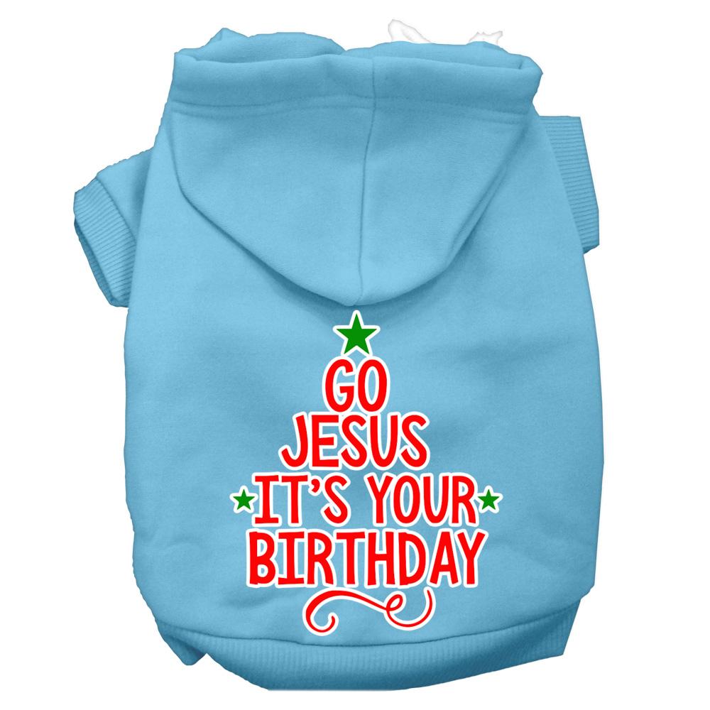 Go Jesus Screen Print Dog Hoodie Baby Blue Xs (8)