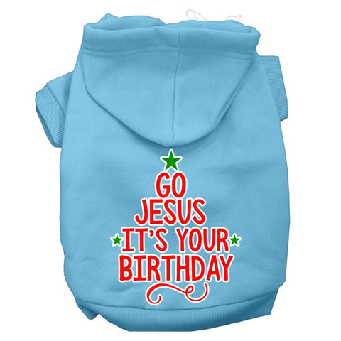 Go Jesus Screen Print Dog Hoodie Baby Blue Xs (8)