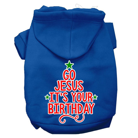 Go Jesus Screen Print Dog Hoodie Blue L (14)