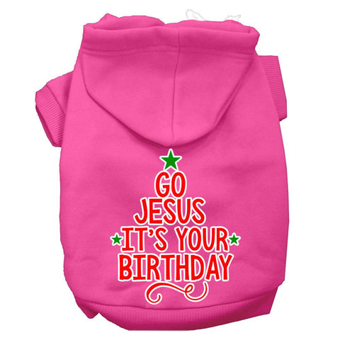 Go Jesus Screen Print Dog Hoodie Bright Pink L (14)