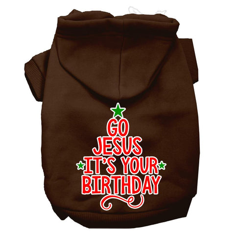 Go Jesus Screen Print Dog Hoodie Brown Xs (8)