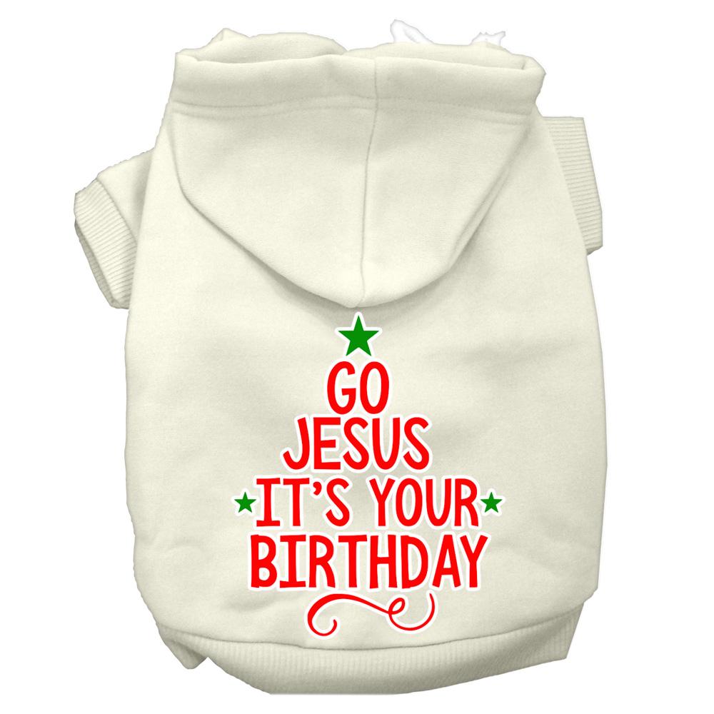 Go Jesus Screen Print Dog Hoodie Cream L (14)