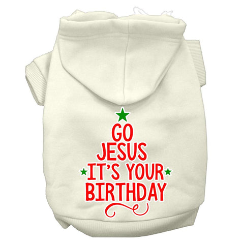 Go Jesus Screen Print Dog Hoodie Cream Xs (8)