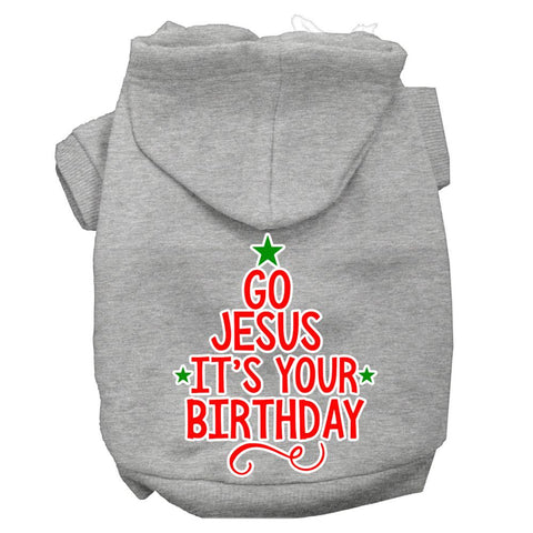 Go Jesus Screen Print Dog Hoodie Grey L (14)