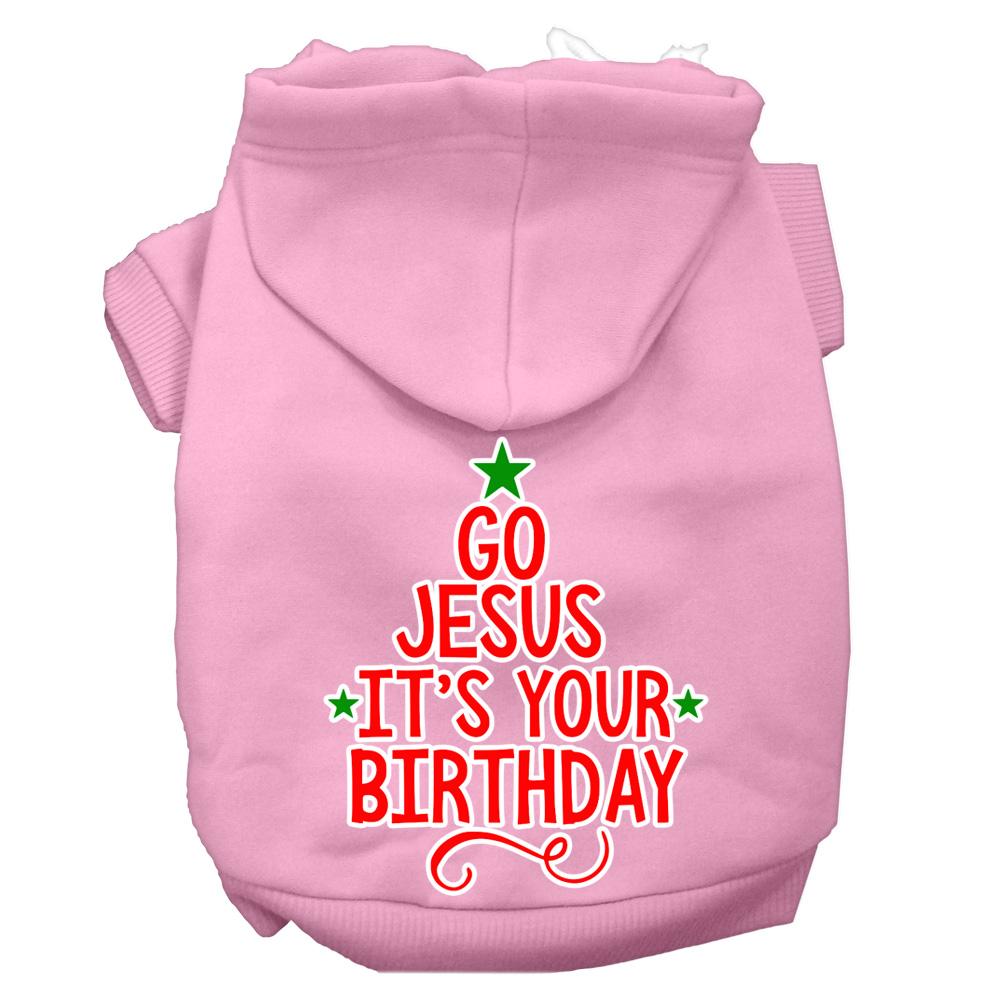 Go Jesus Screen Print Dog Hoodie Light Pink L (14)