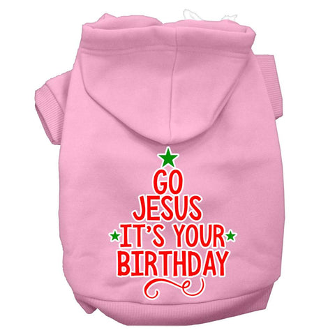 Go Jesus Screen Print Dog Hoodie Light Pink M (12)