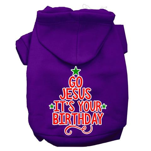 Go Jesus Screen Print Dog Hoodie Purple L (14)