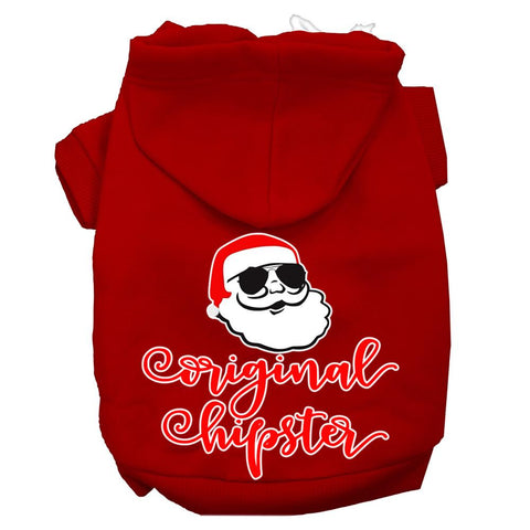 Original Hipster Screen Print Dog Hoodie Red L (14)