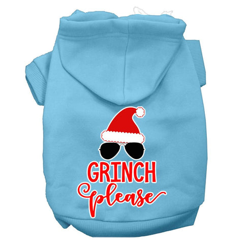 Grinch Please Screen Print Dog Hoodie Baby Blue Xs (8)