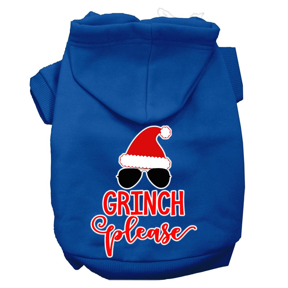 Grinch Please Screen Print Dog Hoodie Blue Xs (8)