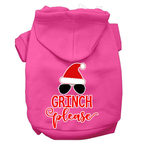 Grinch Please Screen Print Dog Hoodie Bright Pink L (14)