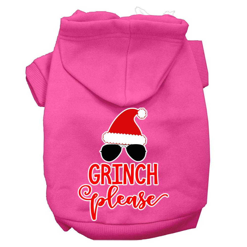 Grinch Please Screen Print Dog Hoodie Bright Pink Xs (8)