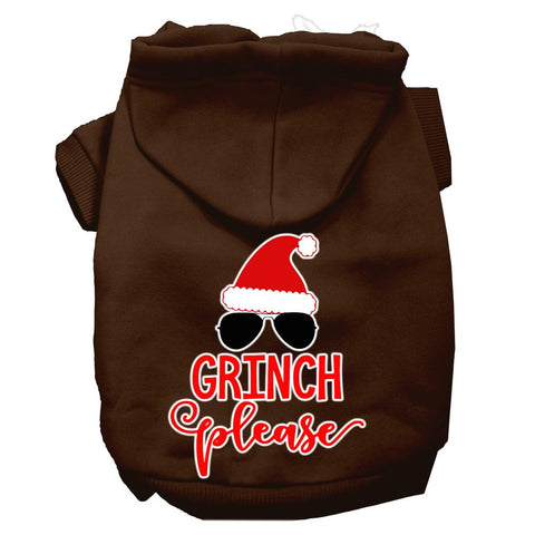 Grinch Please Screen Print Dog Hoodie Brown L (14)