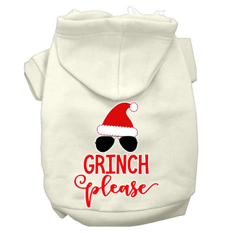 Grinch Please Screen Print Dog Hoodie Cream L (14)