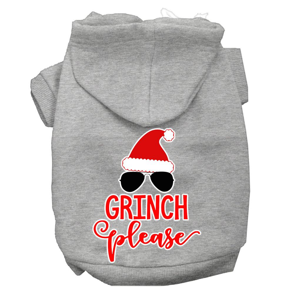 Grinch Please Screen Print Dog Hoodie Grey L (14)