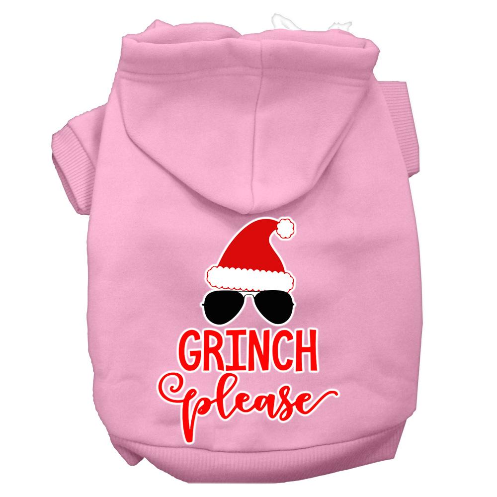 Grinch Please Screen Print Dog Hoodie Light Pink L (14)