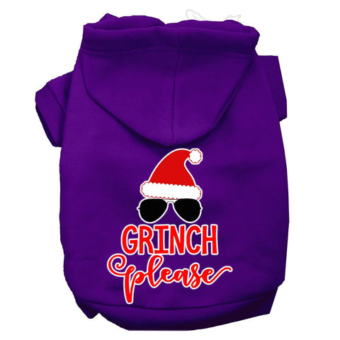 Grinch Please Screen Print Dog Hoodie Purple L (14)