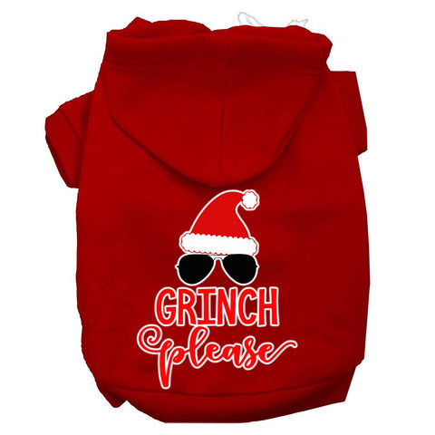 Grinch Please Screen Print Dog Hoodie Red S (10)