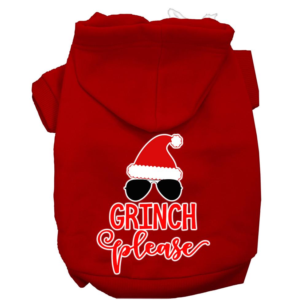 Grinch Please Screen Print Dog Hoodie Red Xs (8)