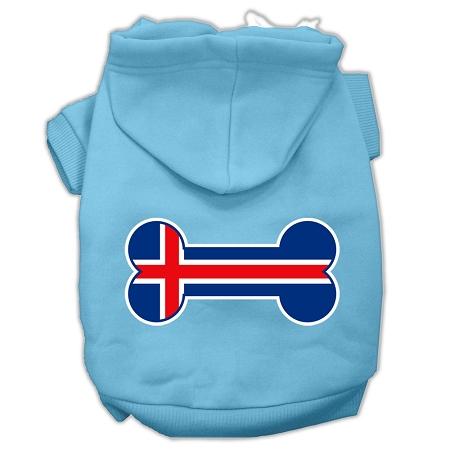 Bone Shaped Iceland Flag Screen Print Pet Hoodies Baby Blue L (14)