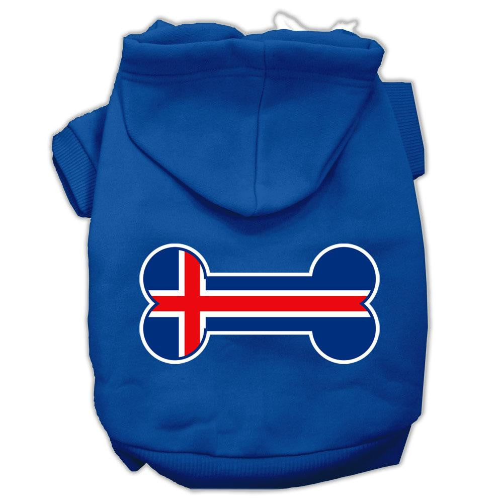 Bone Shaped Iceland Flag Screen Print Pet Hoodies Blue L (14)