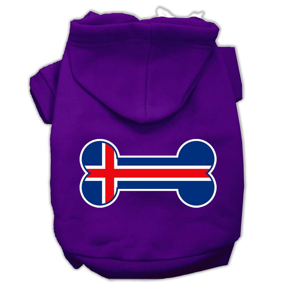 Bone Shaped Iceland Flag Screen Print Pet Hoodies Purple Size M (12)