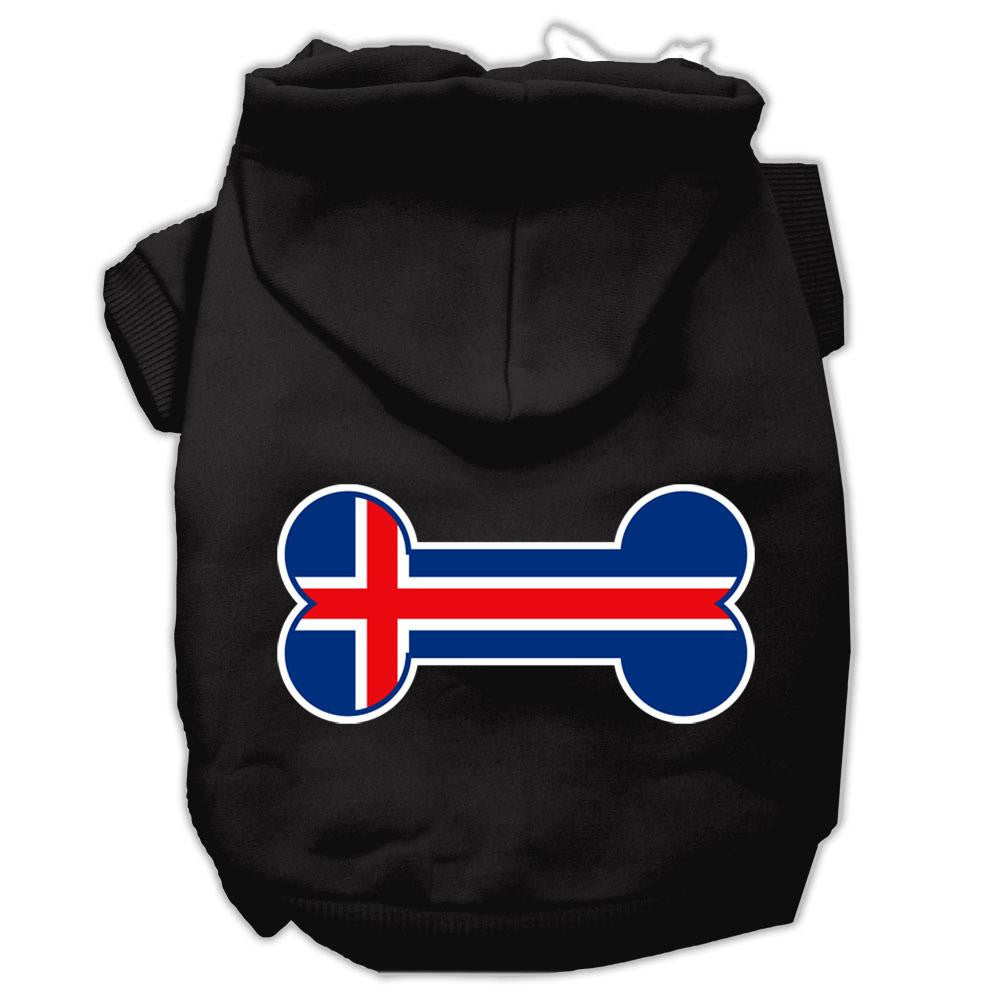 Bone Shaped Iceland Flag Screen Print Pet Hoodies Black S (10)