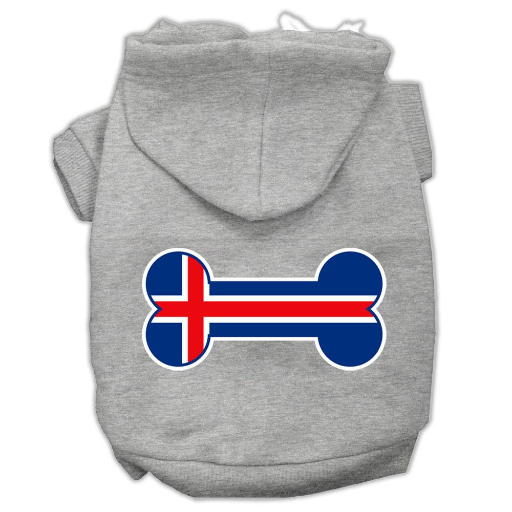 Bone Shaped Iceland Flag Screen Print Pet Hoodies Grey S (10)