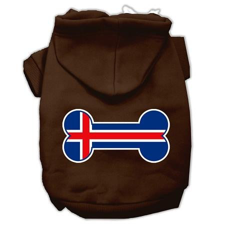 Bone Shaped Iceland Flag Screen Print Pet Hoodies Brown XXL (18)