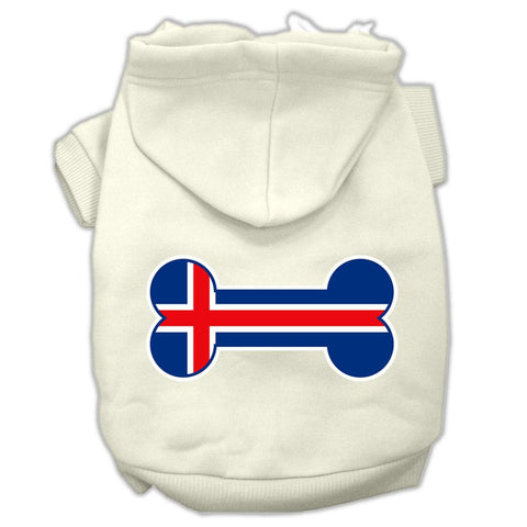 Bone Shaped Iceland Flag Screen Print Pet Hoodies Cream Size XXL (18)