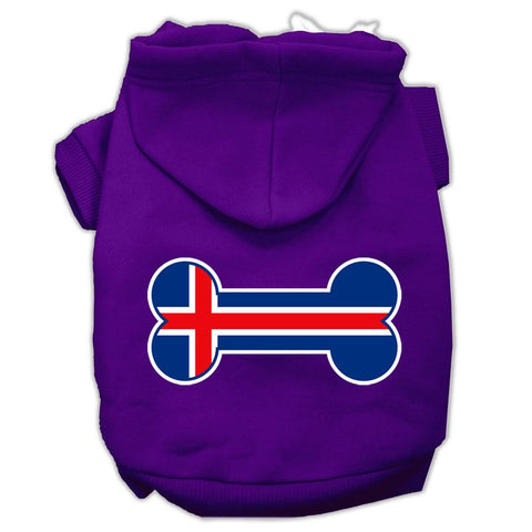 Bone Shaped Iceland Flag Screen Print Pet Hoodies Purple Size XXL (18)