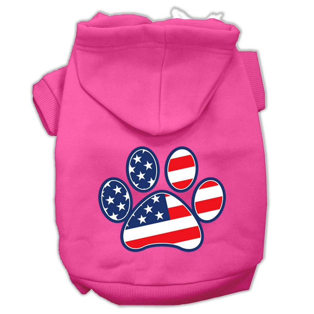 Patriotic Paw Screen Print Pet Hoodies Bright Pink Size L (14)