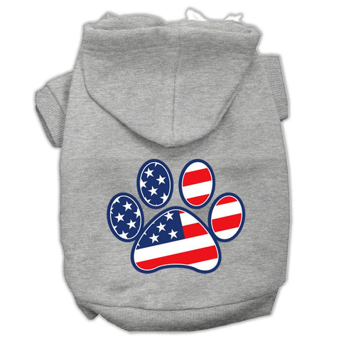 Patriotic Paw Screen Print Pet Hoodies Grey L (14)