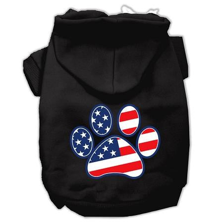 Patriotic Paw Screen Print Pet Hoodies Black S (10)