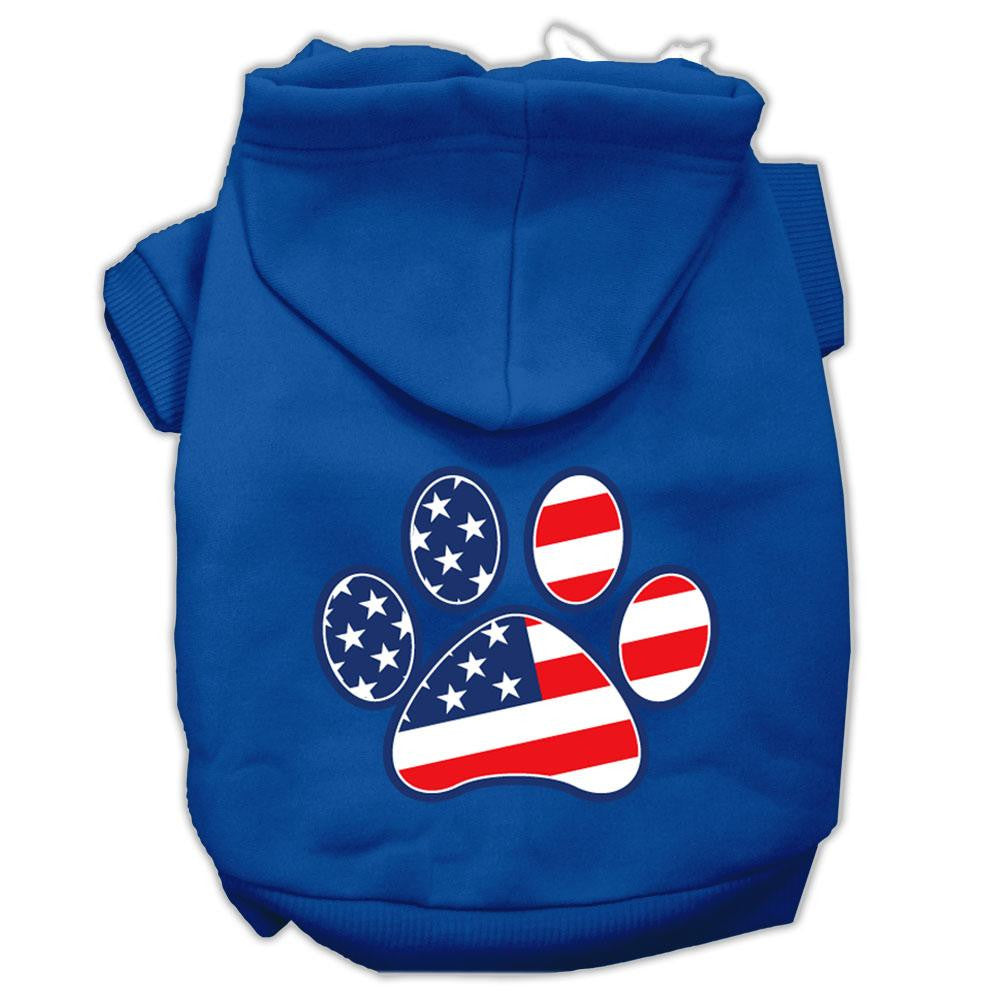 Patriotic Paw Screen Print Pet Hoodies Blue Size Sm (10)