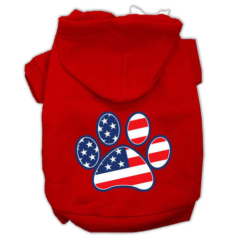 Patriotic Paw Screen Print Pet Hoodies Red Size XL (16)