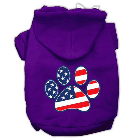 Patriotic Paw Screen Print Pet Hoodies Purple XXL (18)