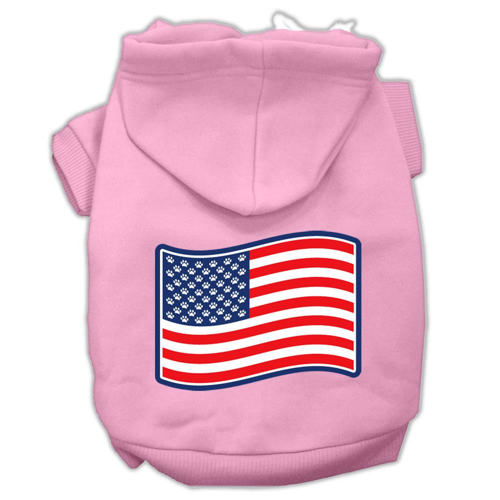 Paws And Stripes Screen Print Pet Hoodies Light Pink Size L (14)