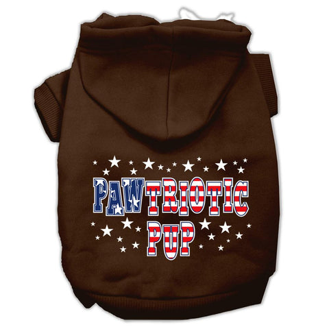 Pawtriotic Pup Screen Print Pet Hoodies Brown Size Lg (14)