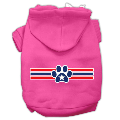 Patriotic Star Paw Screen Print Pet Hoodies Bright Pink Size L (14)