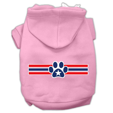 Patriotic Star Paw Screen Print Pet Hoodies Light Pink Size L (14)