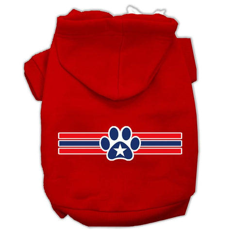 Patriotic Star Paw Screen Print Pet Hoodies Red Size L (14)