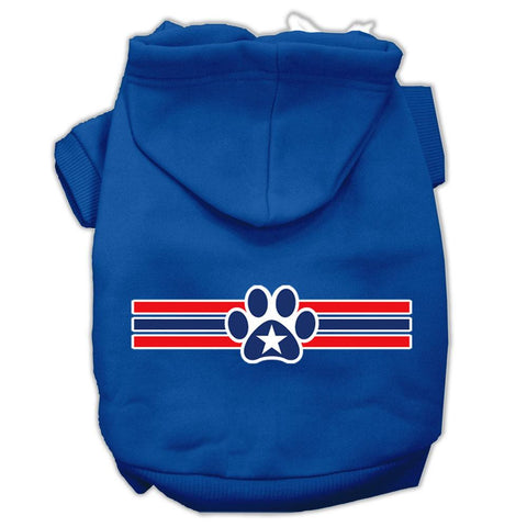 Patriotic Star Paw Screen Print Pet Hoodies Blue Size Med (12)