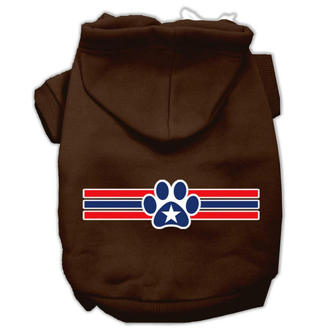 Patriotic Star Paw Screen Print Pet Hoodies Brown Size Med (12)