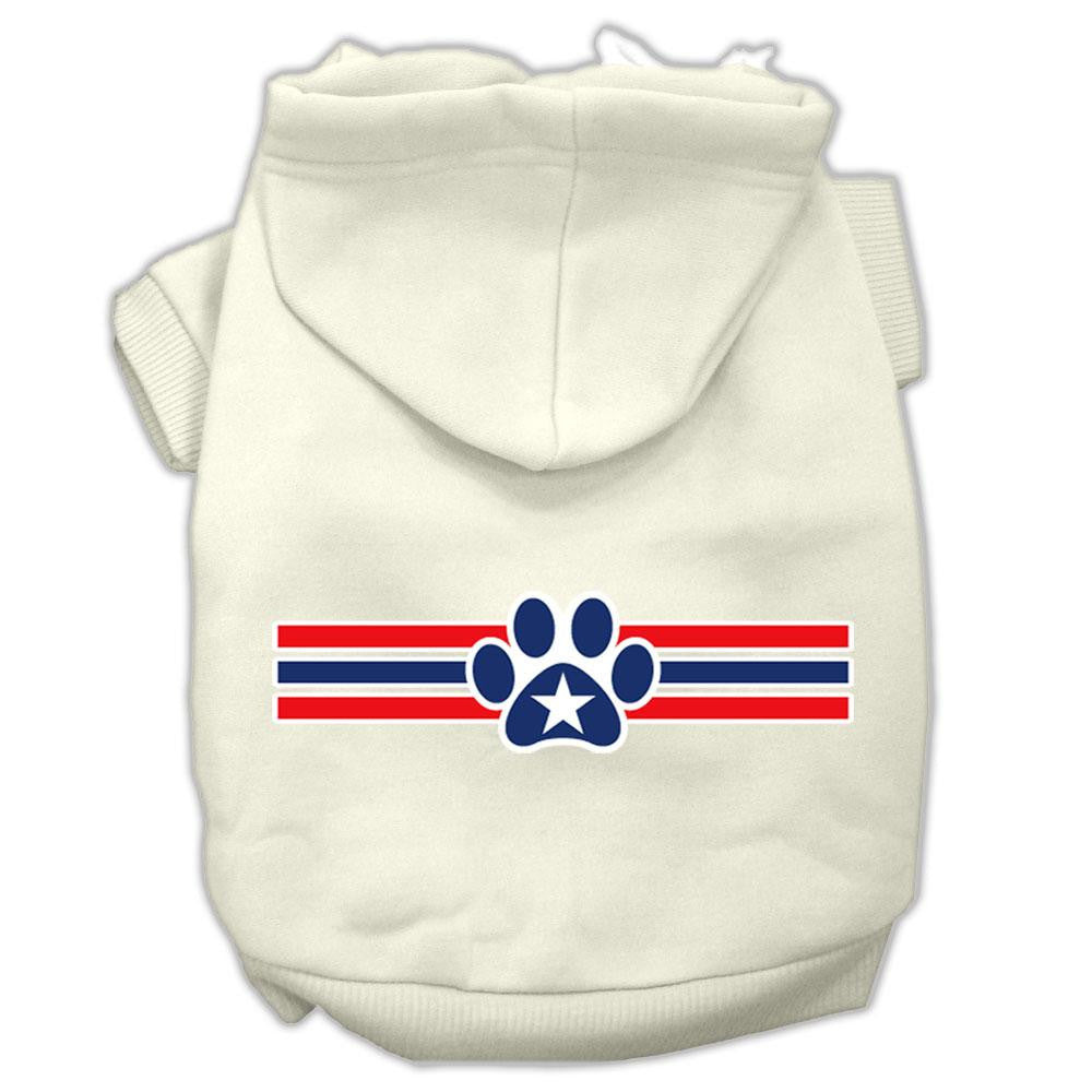 Patriotic Star Paw Screen Print Pet Hoodies Cream Size M (12)