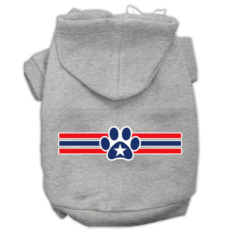 Patriotic Star Paw Screen Print Pet Hoodies Grey S (10)