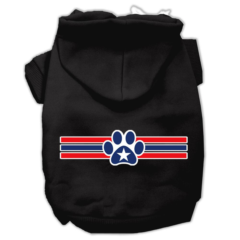 Patriotic Star Paw Screen Print Pet Hoodies Black Size XL (16)