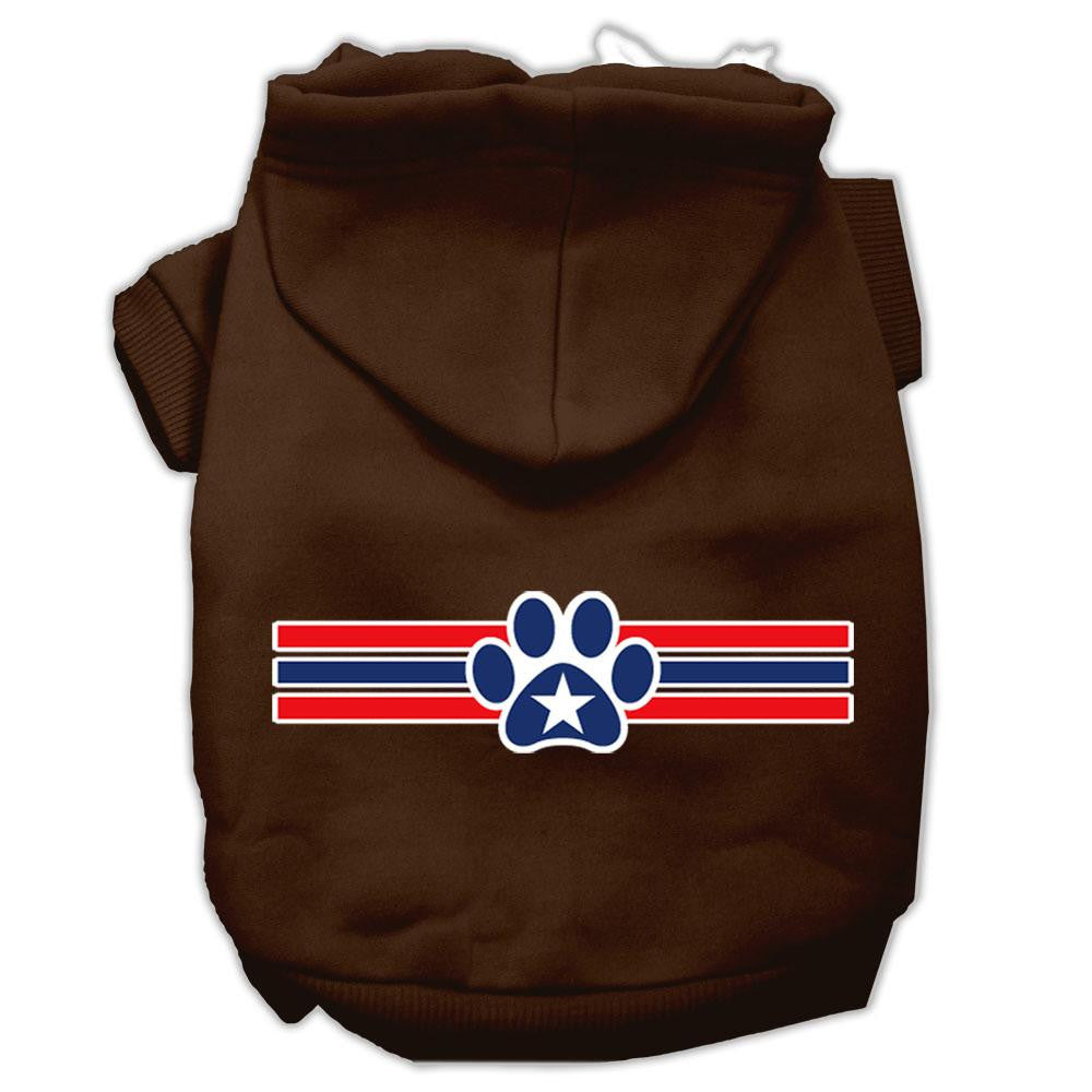 Patriotic Star Paw Screen Print Pet Hoodies Brown Size XL (16)