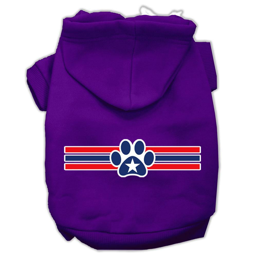 Patriotic Star Paw Screen Print Pet Hoodies Purple Size XL (16)